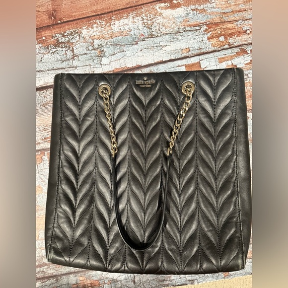 Kate Spade Black Quilted Leather Tote - Picture 1 of 7